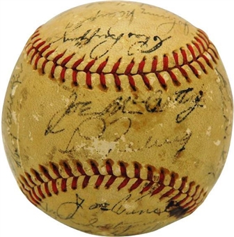 New York Yankees 1937 World Champions Team Signed Baseball (23 Signatures) with Gehrig and DiMaggio